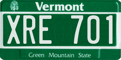 VT license plate XRE701