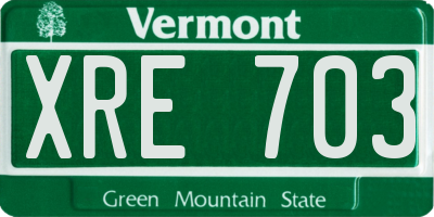 VT license plate XRE703