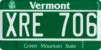VT license plate XRE706