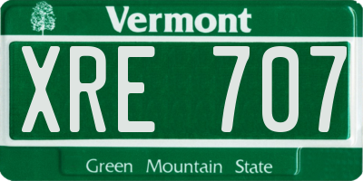 VT license plate XRE707