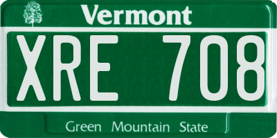 VT license plate XRE708