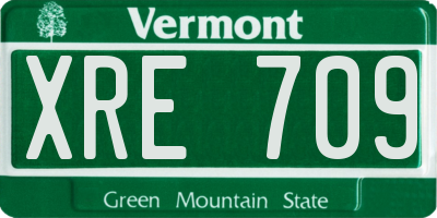 VT license plate XRE709