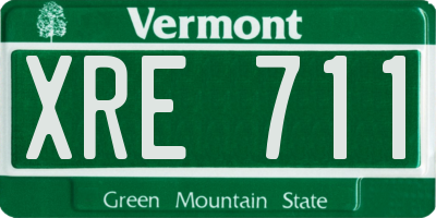 VT license plate XRE711