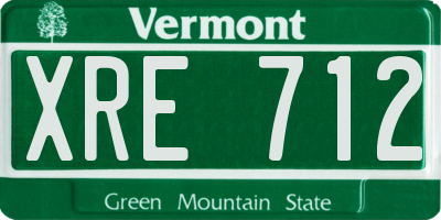 VT license plate XRE712