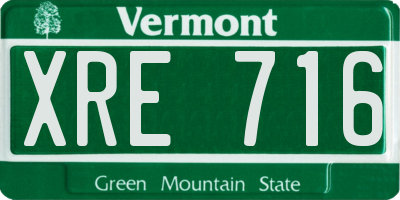 VT license plate XRE716