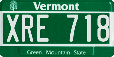 VT license plate XRE718
