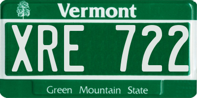 VT license plate XRE722