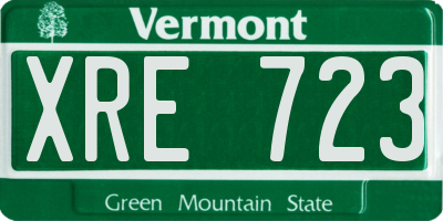 VT license plate XRE723