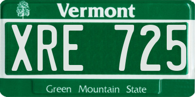 VT license plate XRE725