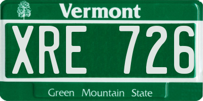 VT license plate XRE726