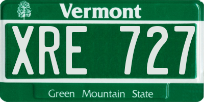 VT license plate XRE727