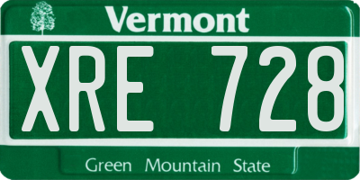 VT license plate XRE728