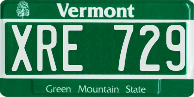 VT license plate XRE729