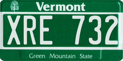 VT license plate XRE732