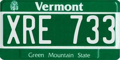 VT license plate XRE733