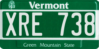 VT license plate XRE738