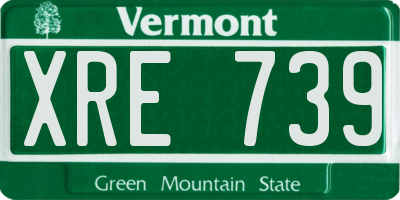 VT license plate XRE739