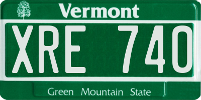 VT license plate XRE740