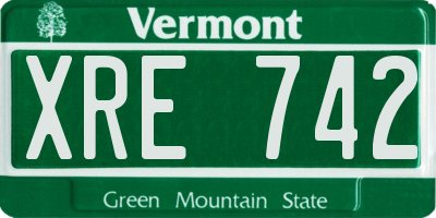 VT license plate XRE742