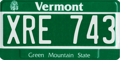 VT license plate XRE743