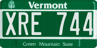 VT license plate XRE744