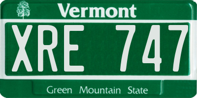VT license plate XRE747