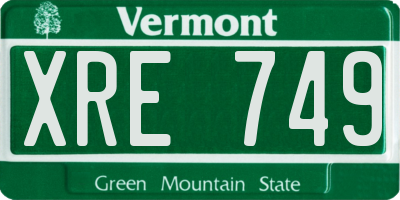 VT license plate XRE749