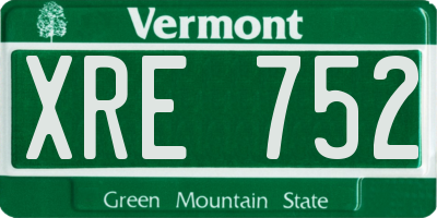 VT license plate XRE752