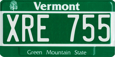 VT license plate XRE755
