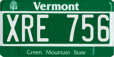 VT license plate XRE756