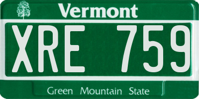 VT license plate XRE759