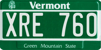 VT license plate XRE760