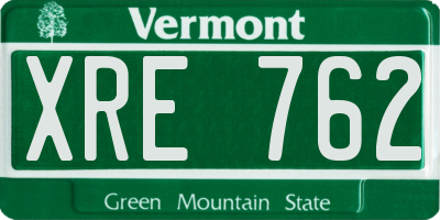 VT license plate XRE762