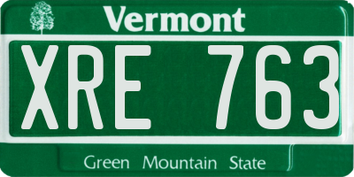 VT license plate XRE763