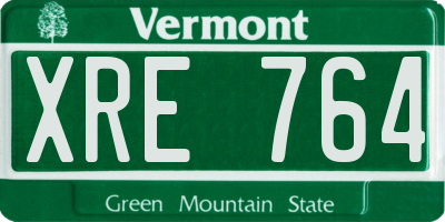 VT license plate XRE764