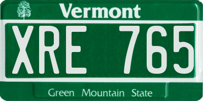 VT license plate XRE765