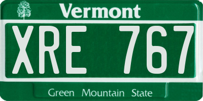 VT license plate XRE767