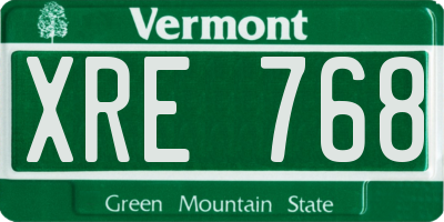 VT license plate XRE768