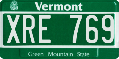 VT license plate XRE769