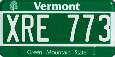 VT license plate XRE773