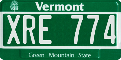 VT license plate XRE774