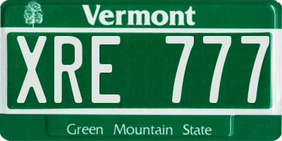VT license plate XRE777