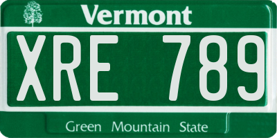 VT license plate XRE789
