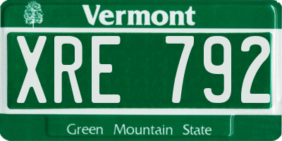 VT license plate XRE792