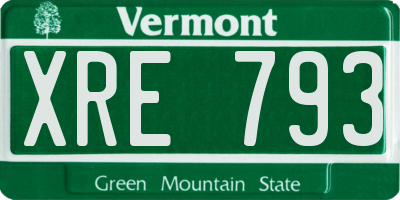 VT license plate XRE793