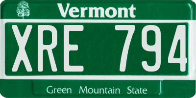 VT license plate XRE794