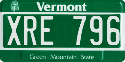 VT license plate XRE796