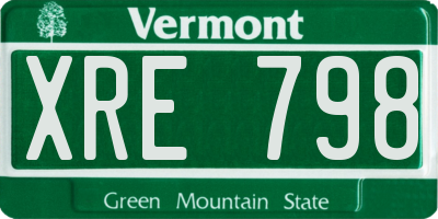 VT license plate XRE798