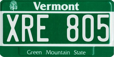 VT license plate XRE805