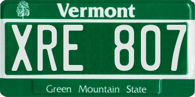 VT license plate XRE807
